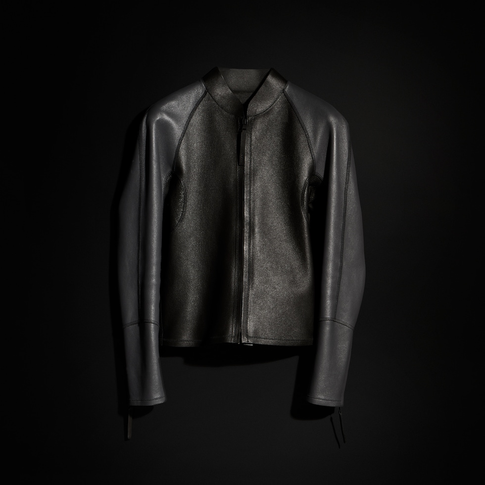 Grainy leather zip jacket