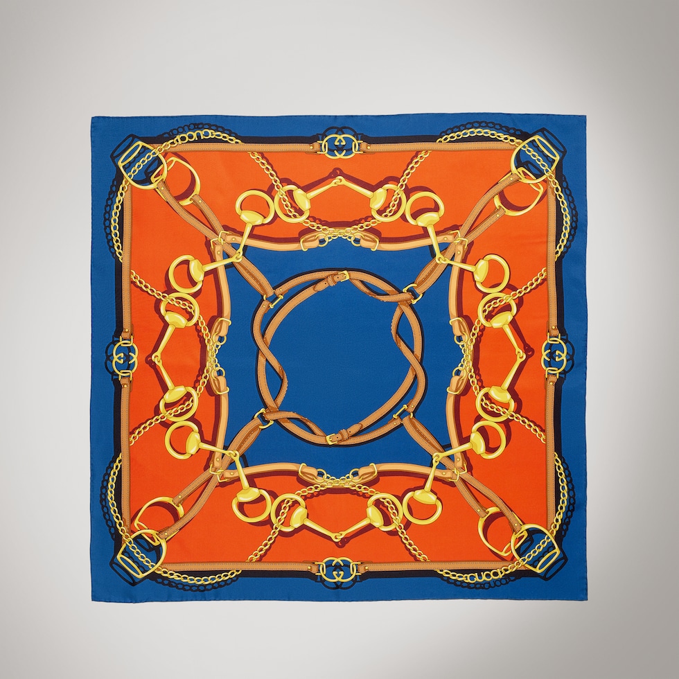 Reversible printed silk twill carré