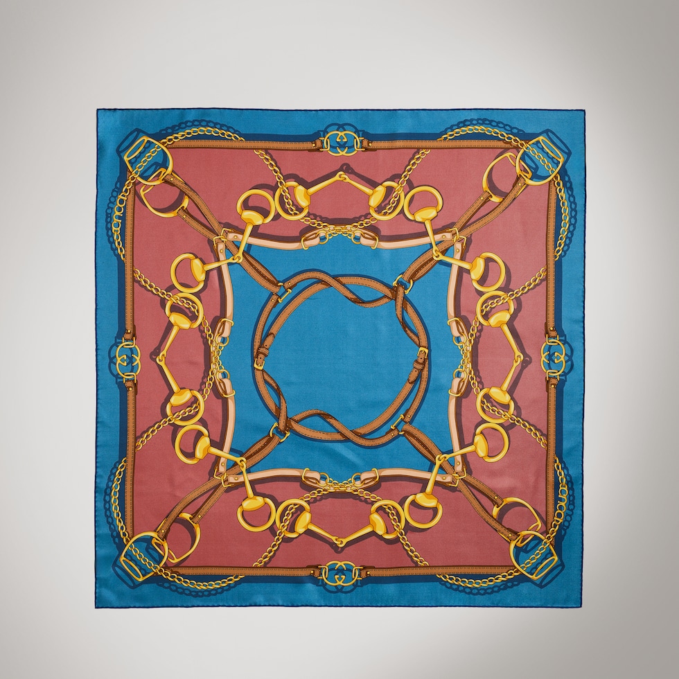 Reversible printed silk twill carré
