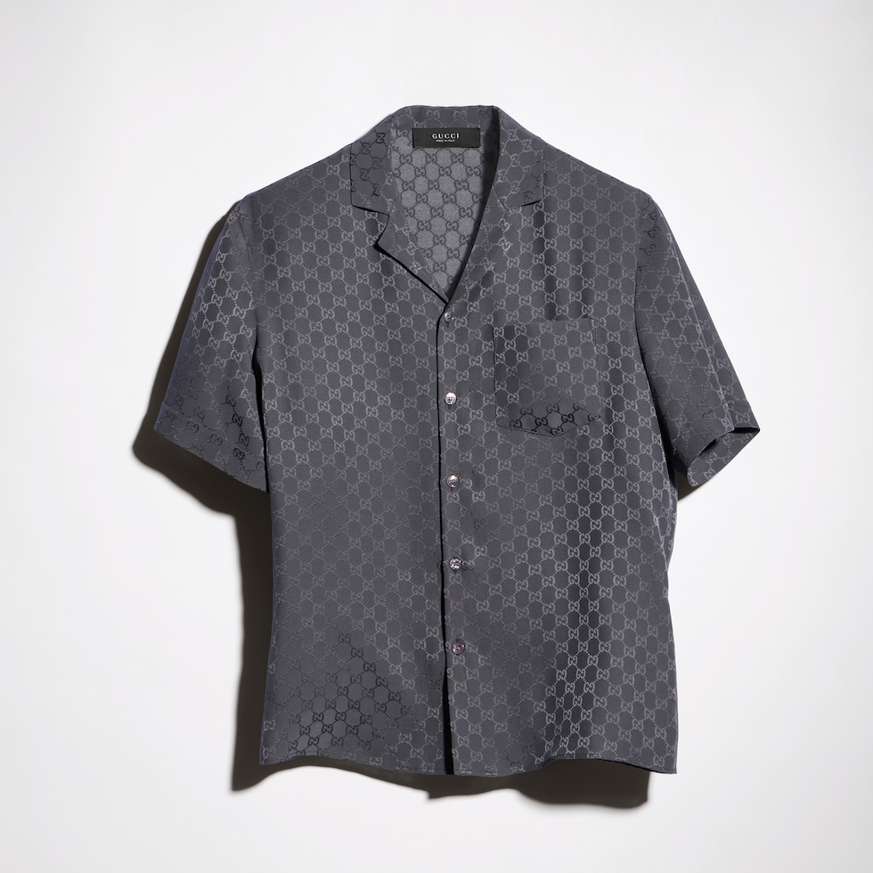 GG silk jacquard bowling shirt