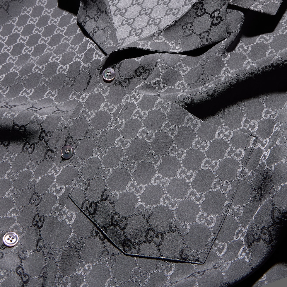 GG silk jacquard bowling shirt