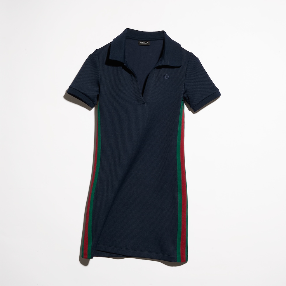 Rib cotton jersey dress with Web