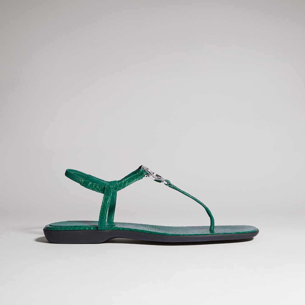 Women's python thong sandal with Interlocking G