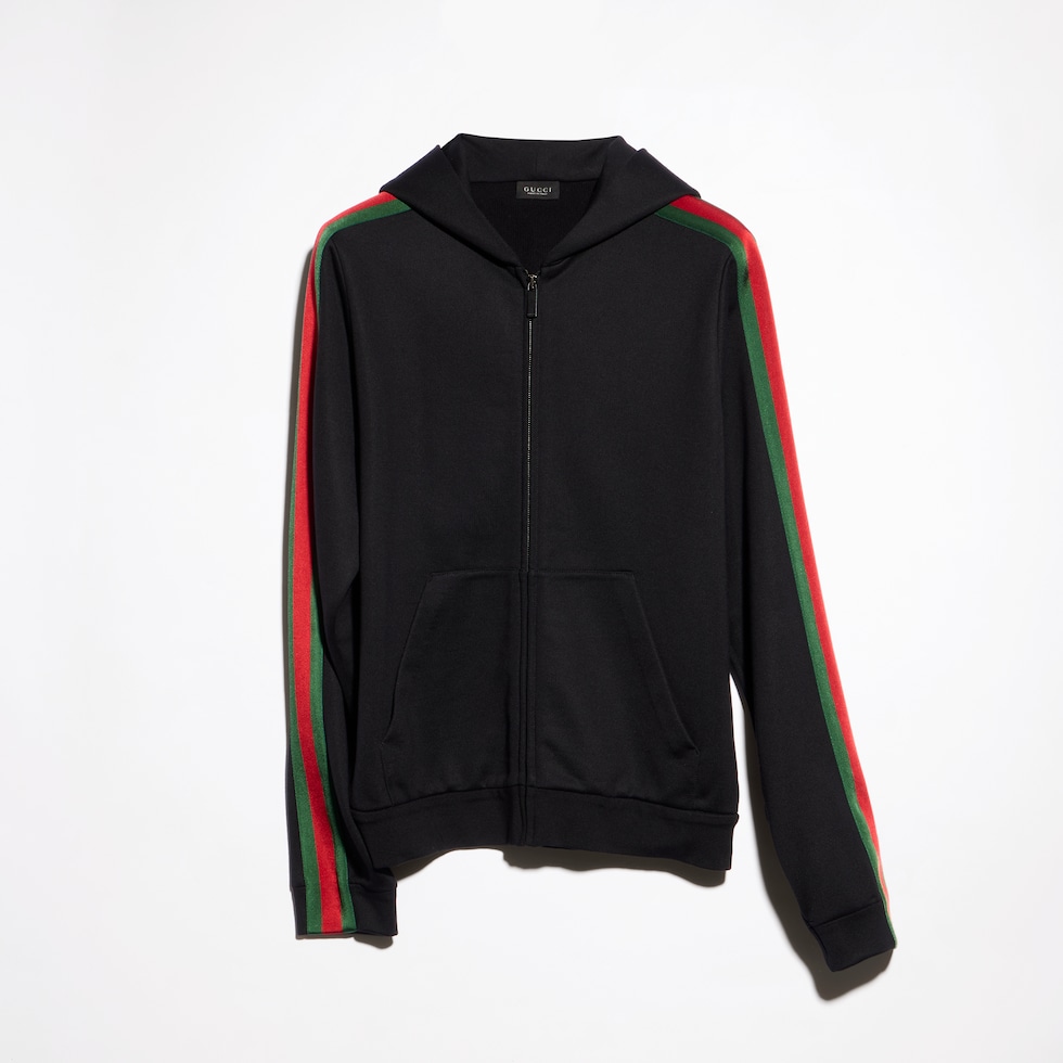Silk cotton jersey zip jacket with Web