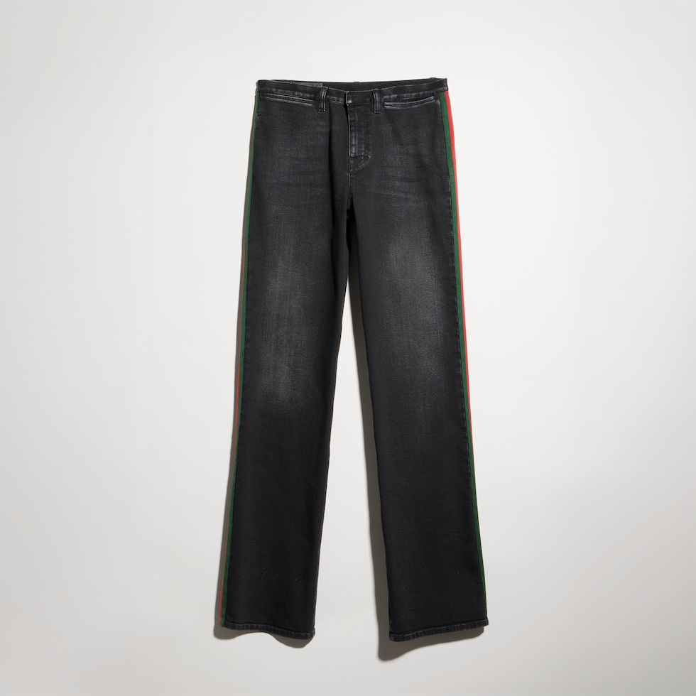 Denim in cotone stretch con nastro Web