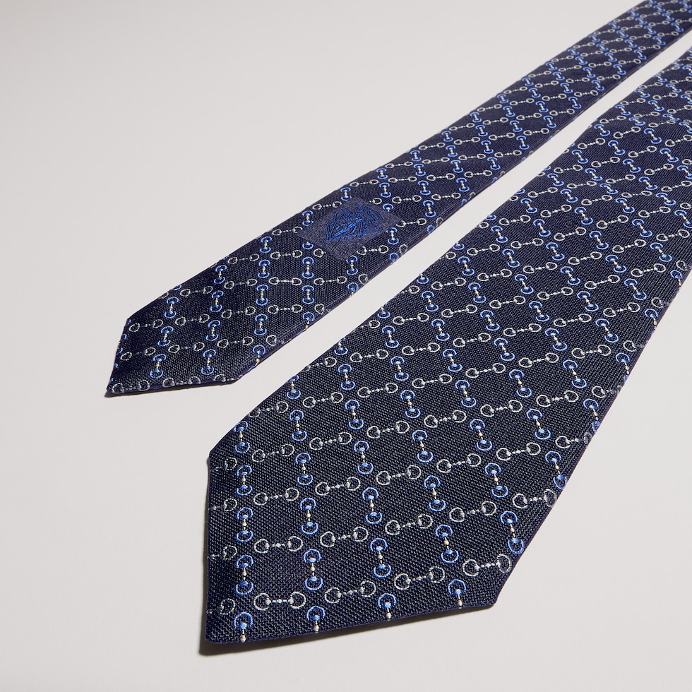 Horsebit silk jacquard tie
