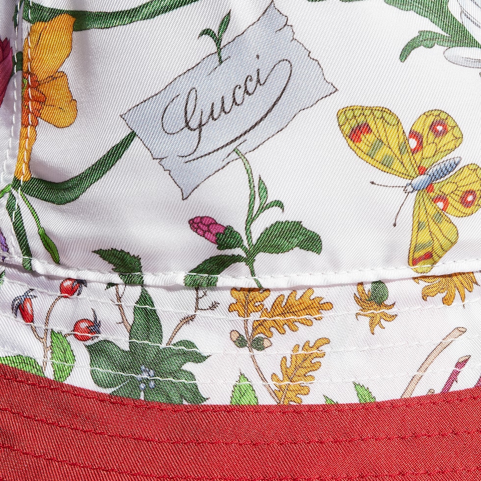 Printed silk twill bucket hat