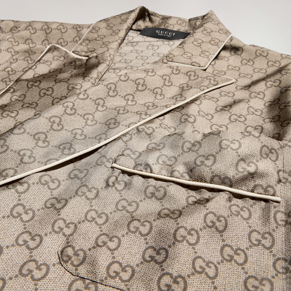 Printed silk twill shirt