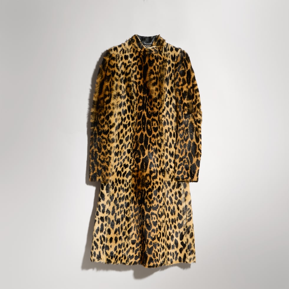 Printed long hair cow hide coat