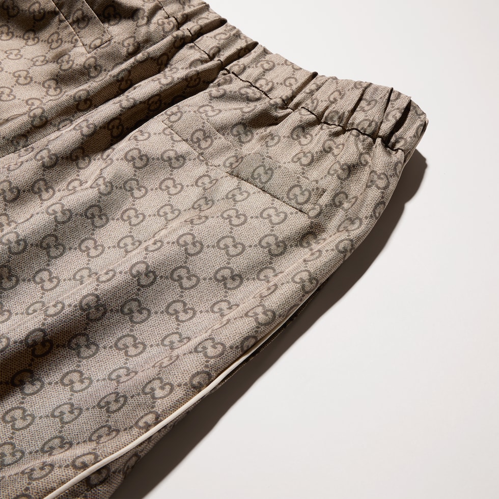 Printed silk twill shorts