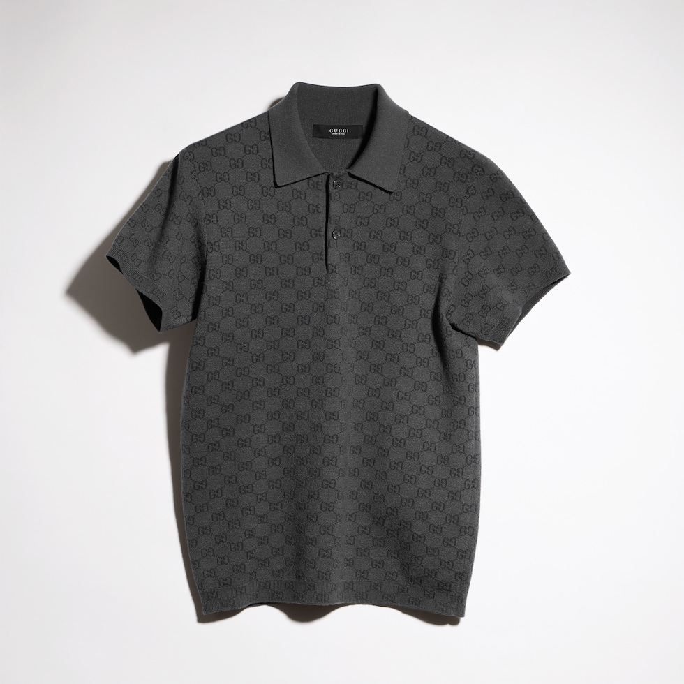 GG wool silk jacquard polo shirt