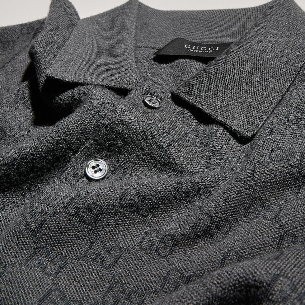 GG wool silk jacquard polo shirt