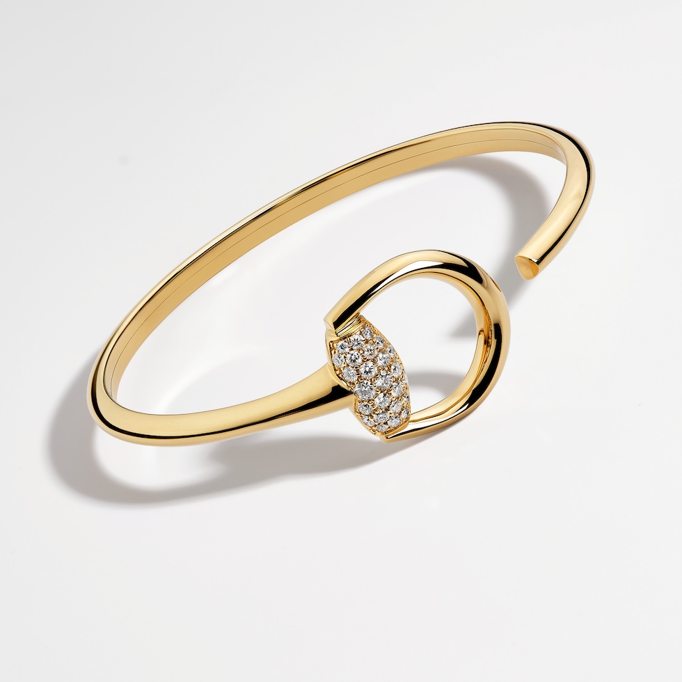 Gucci Horsebit diamond 18k bangle bracelet