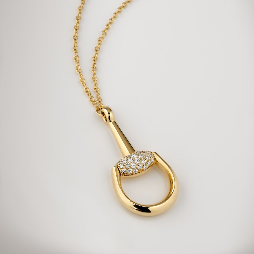 Gucci Horsebit diamond 18k pendant necklace