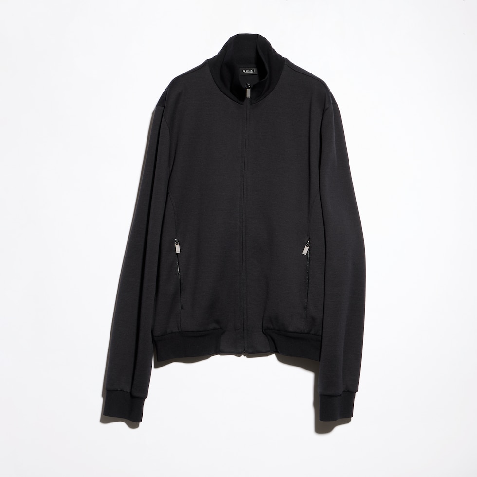Silk cotton jersey zip jacket