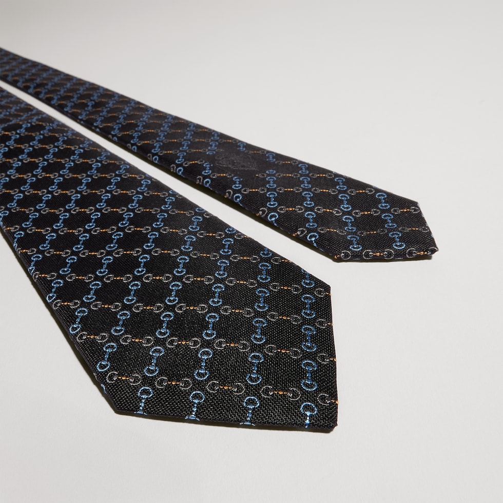 Horsebit silk jacquard tie