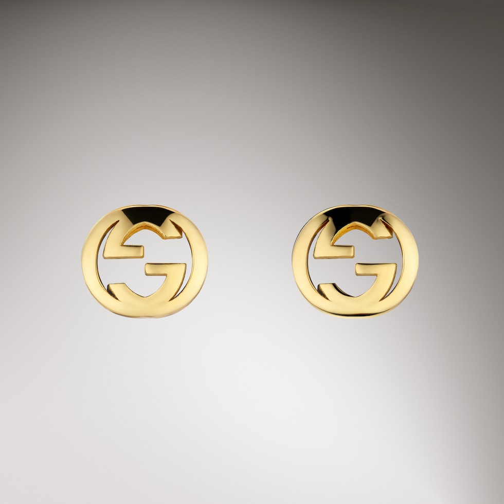 〔グッチ インターロッキング〕18K スタッズピアス