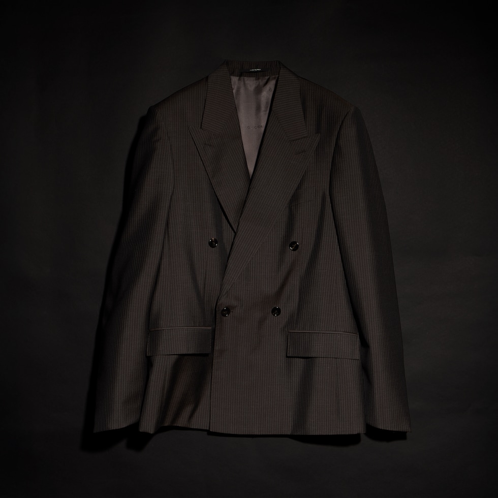 Chaqueta de lana de angora con raya diplomática
