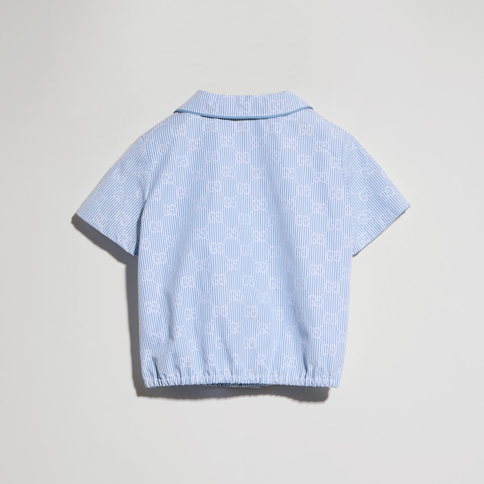 Camicia neonato in popeline a righe con motivo GG