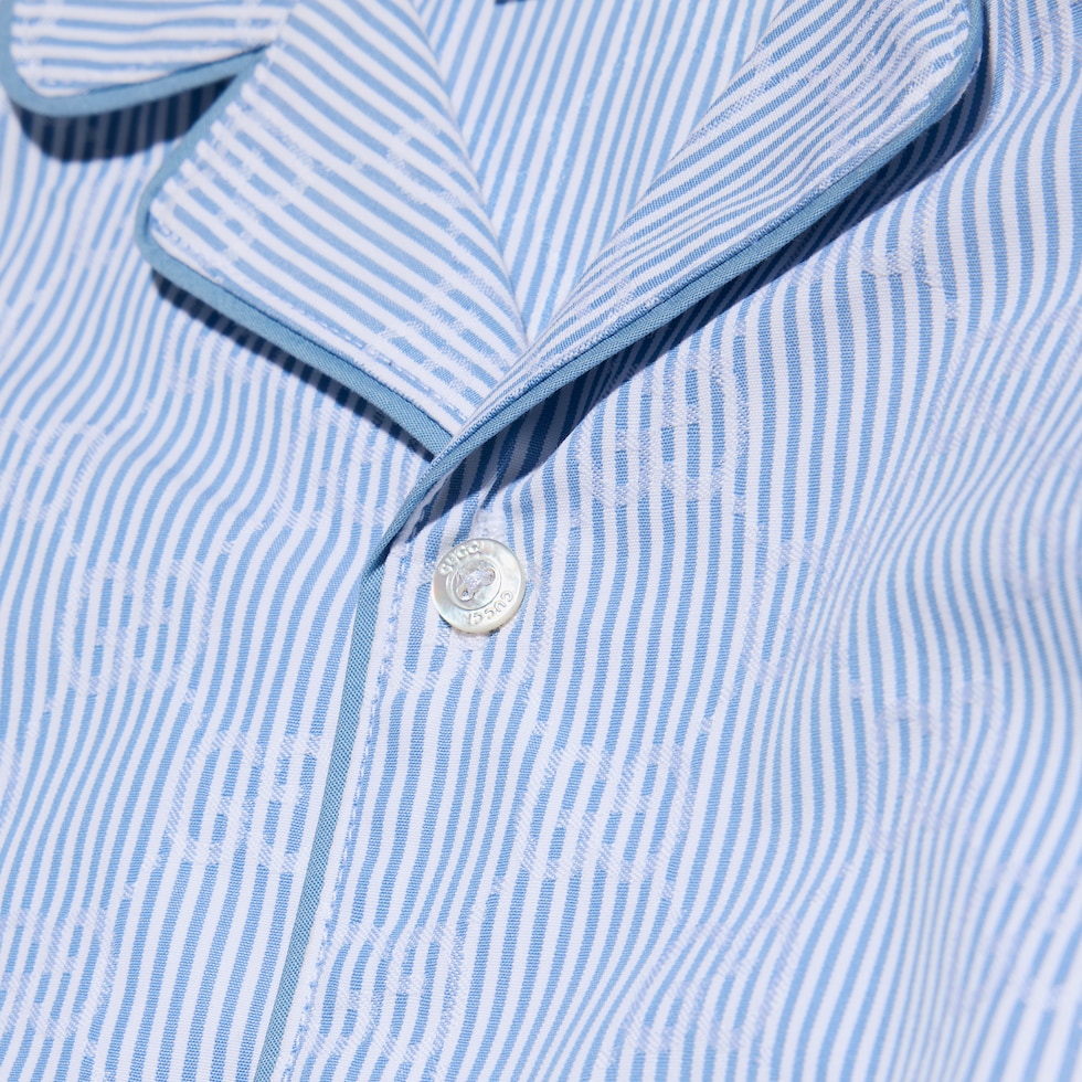 Camicia neonato in popeline a righe con motivo GG