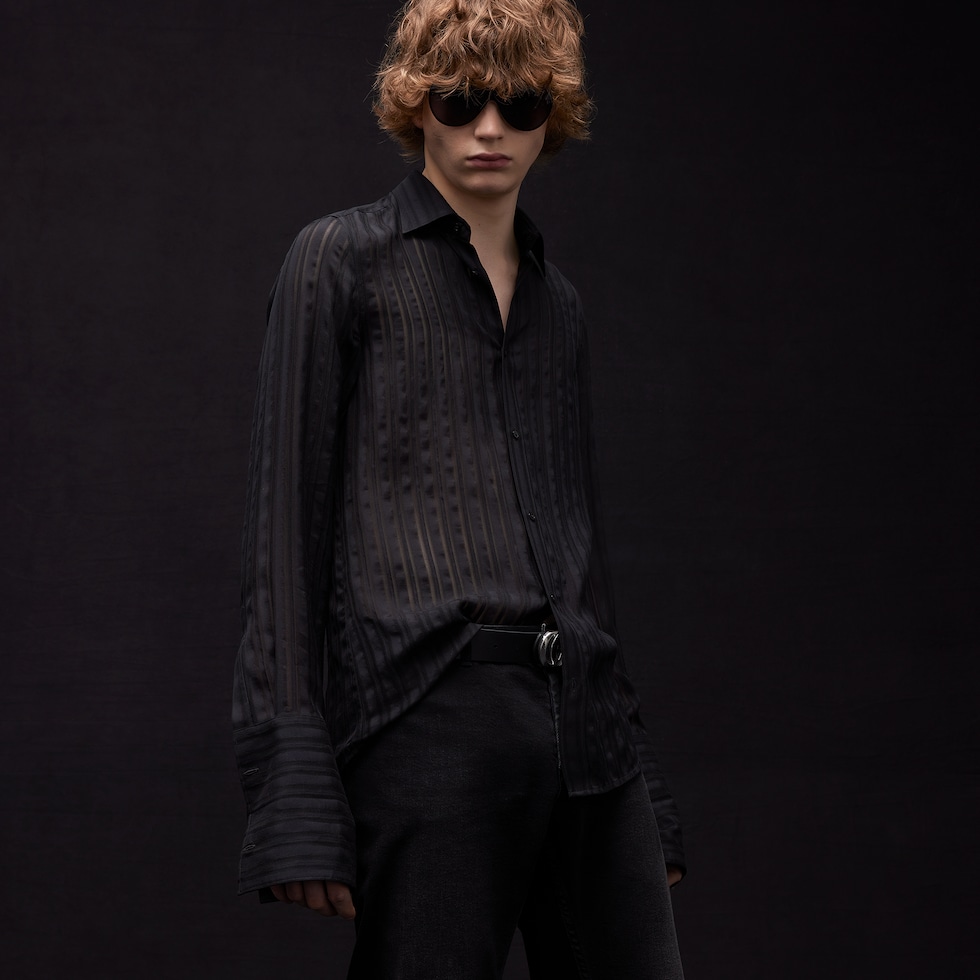 Striped silk gauze shirt