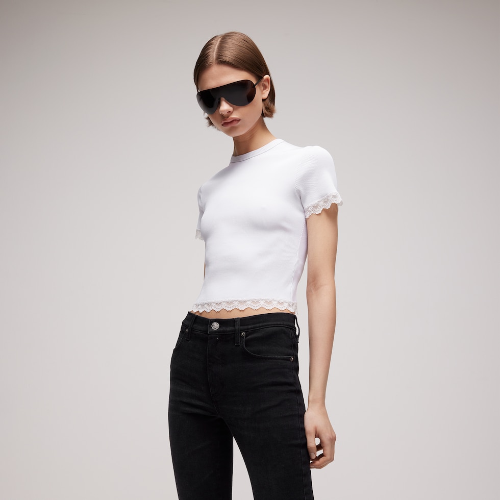 Matte viscose rib stitch T-shirt