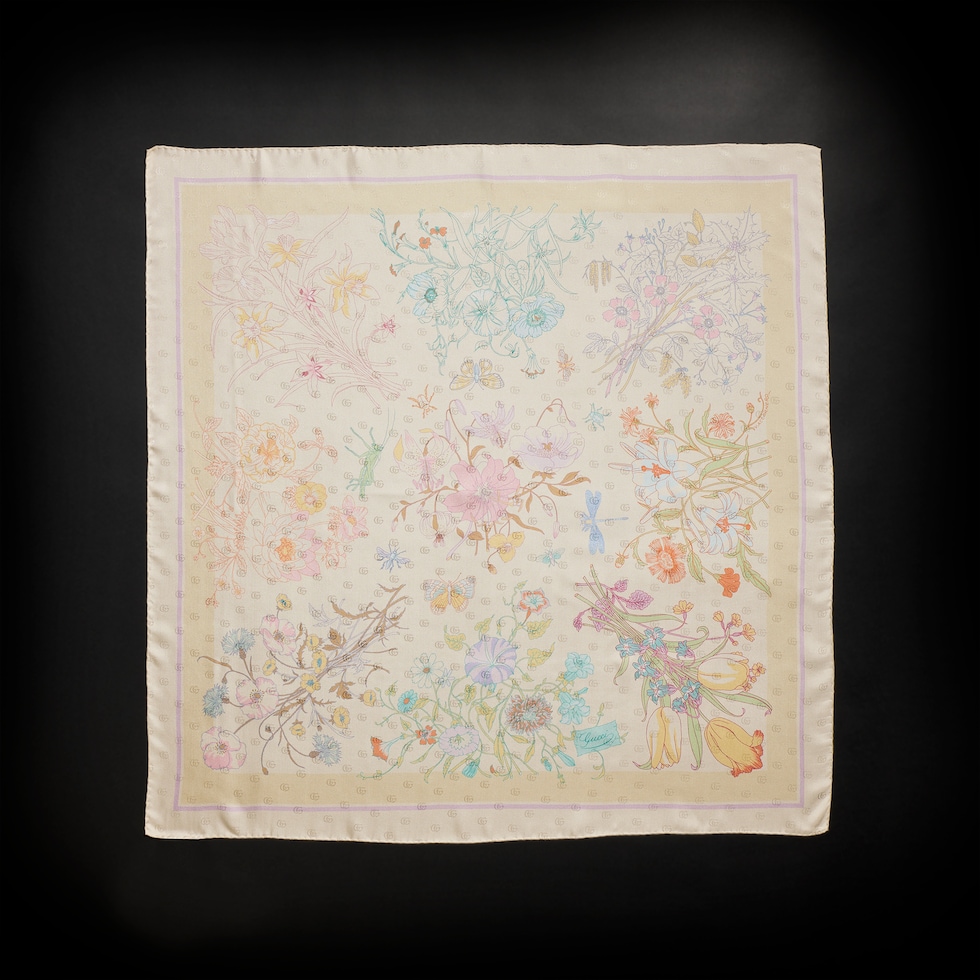 Printed Double G silk jacquard carré