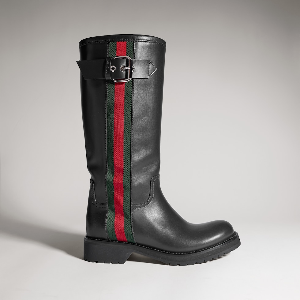 Damenstiefel im Biker-Stil mit Web