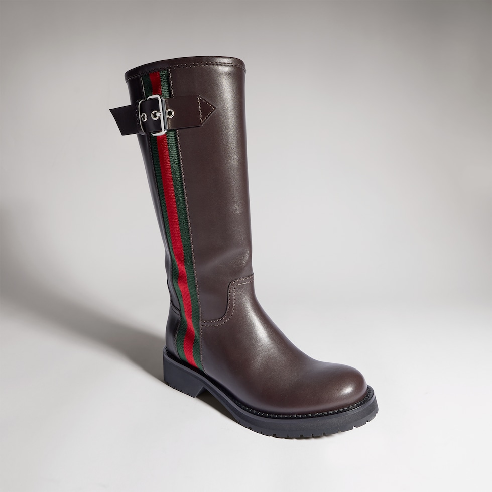Damenstiefel im Biker-Stil mit Web