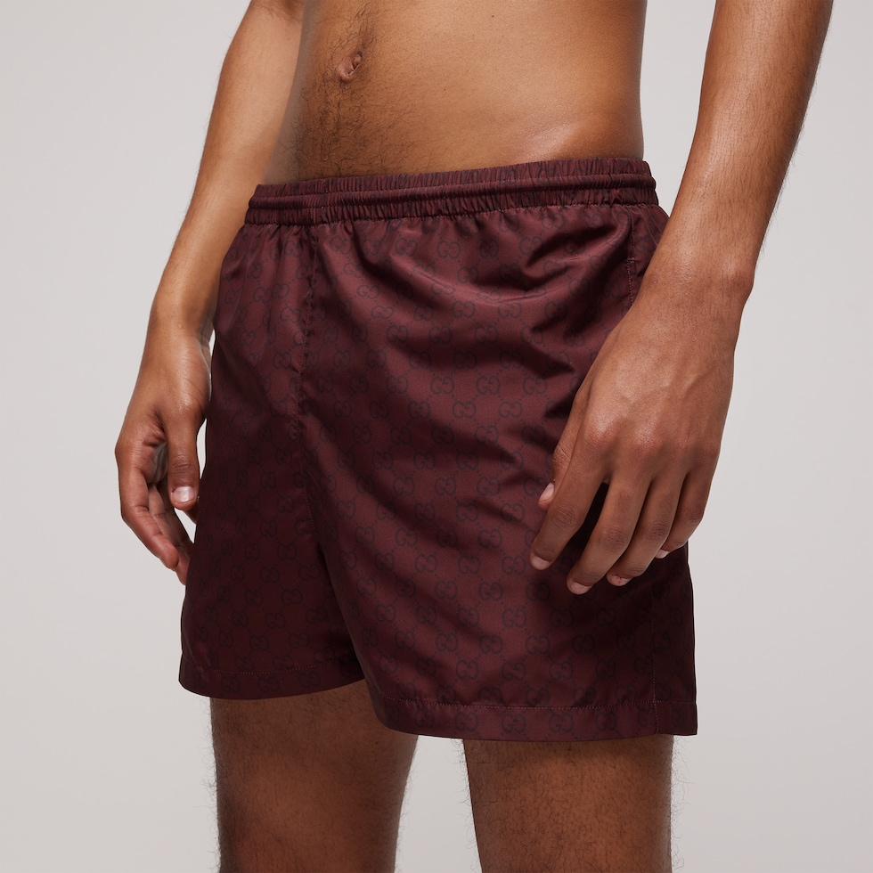 Printed polyester poplin swim shorts