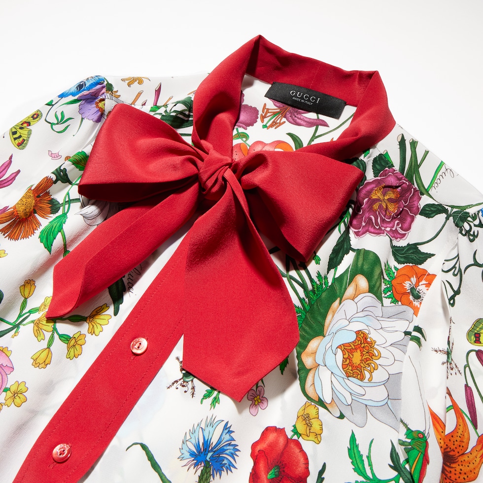 Printed silk crêpe de chine chemisier dress