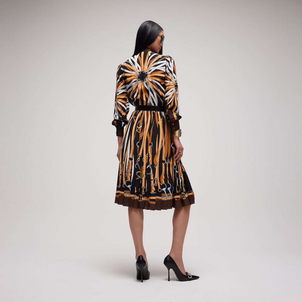 Printed silk chemisier dress