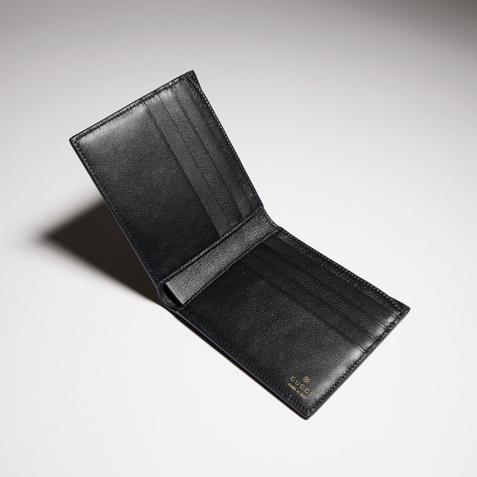 Bi-fold wallet with gold-foiled logo