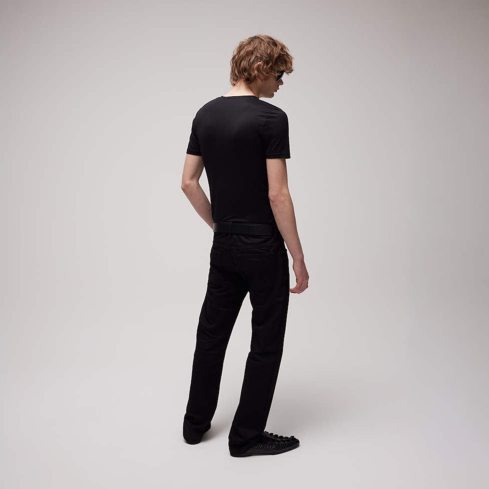 Cotton denim pants with embroidery