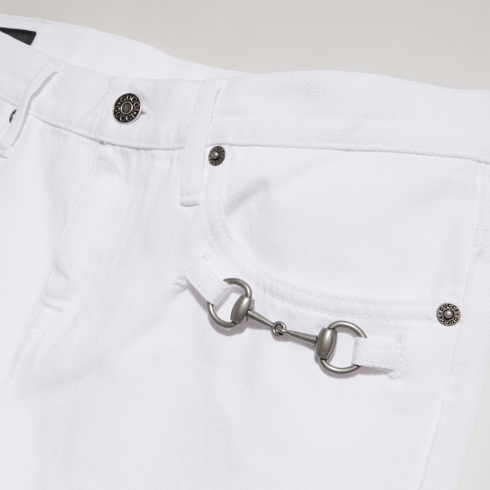 Cotton denim pants with Horsebit