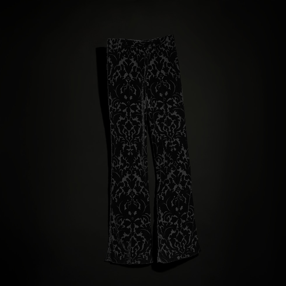 Floral devoré velour pants