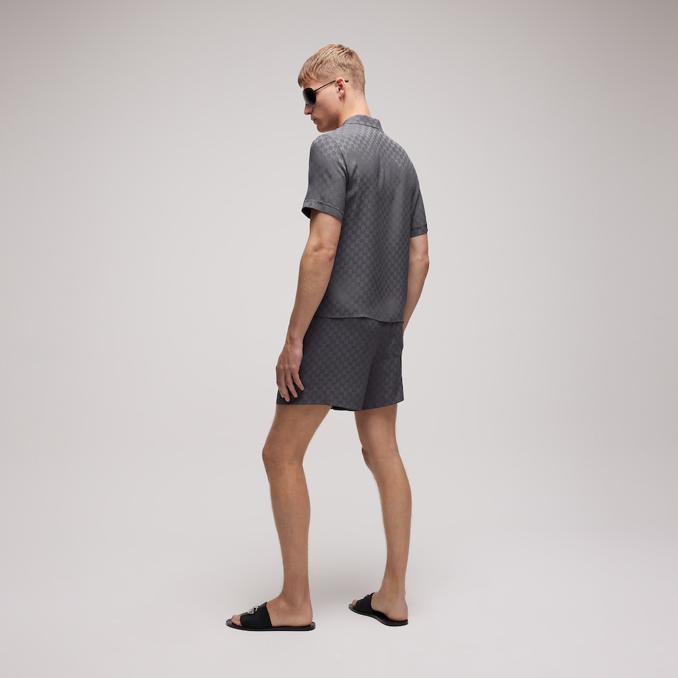 GG silk jacquard bowling shirt