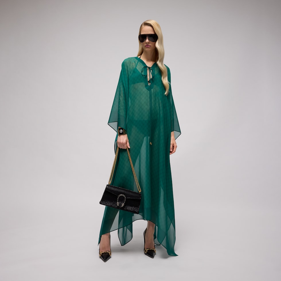 GG silk georgette cape dress