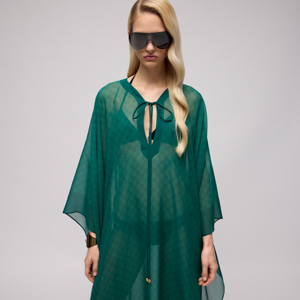 GG silk georgette cape dress