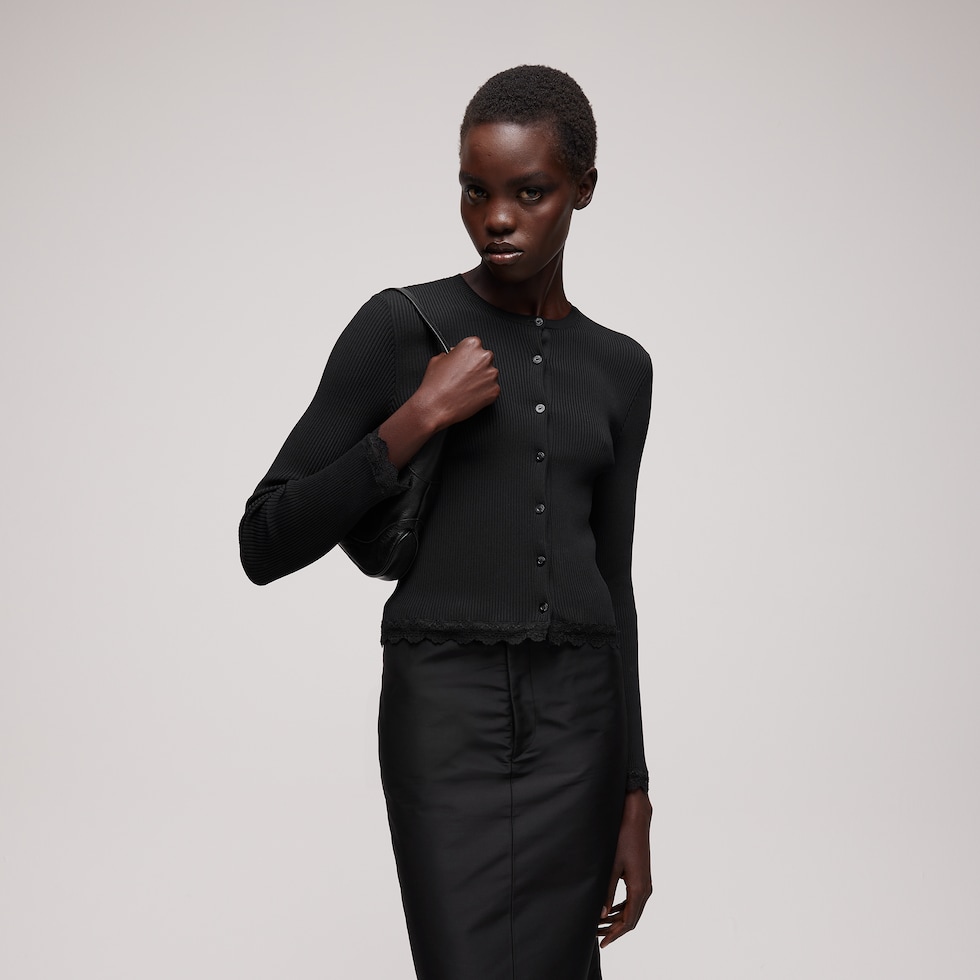 Fine matte viscose rib cardigan
