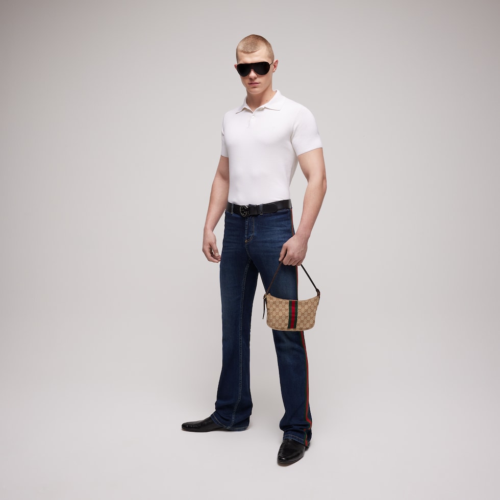 Silk cotton polo shirt with embroidery
