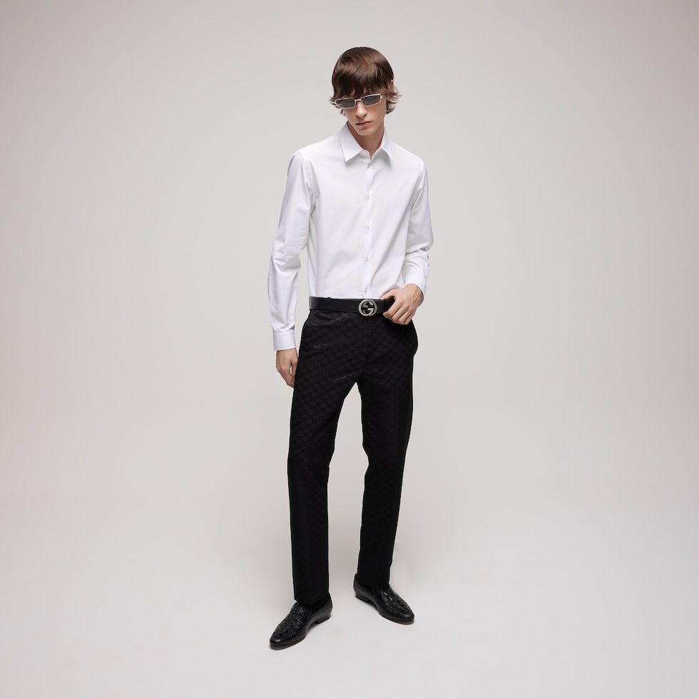 Piece dyed cotton poplin shirt