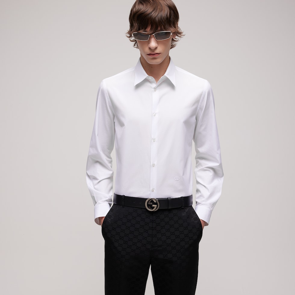 Piece dyed cotton poplin shirt