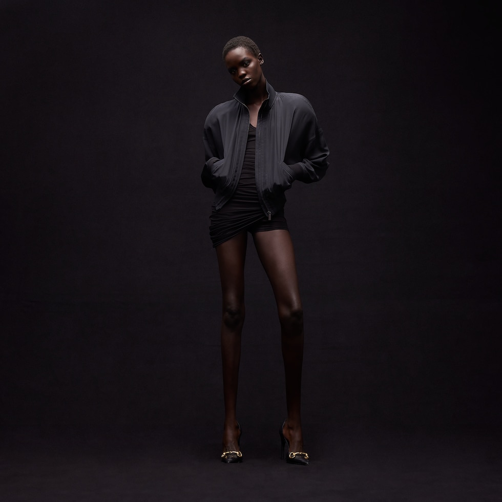 Silk poplin zip jacket