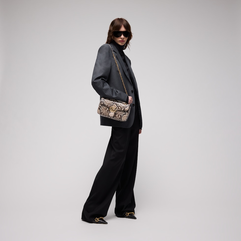 GG Marmont python medium shoulder bag