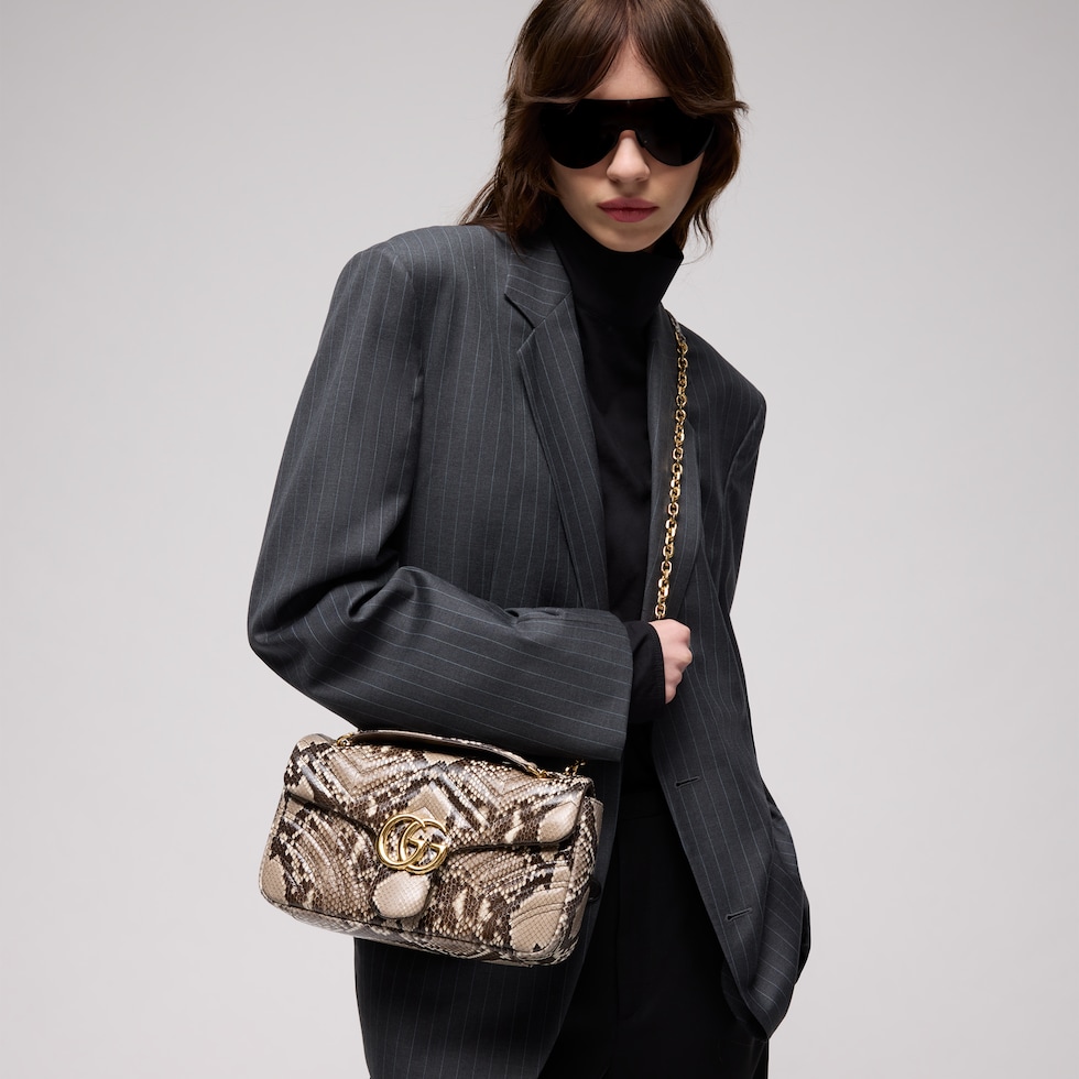 GG Marmont python medium shoulder bag
