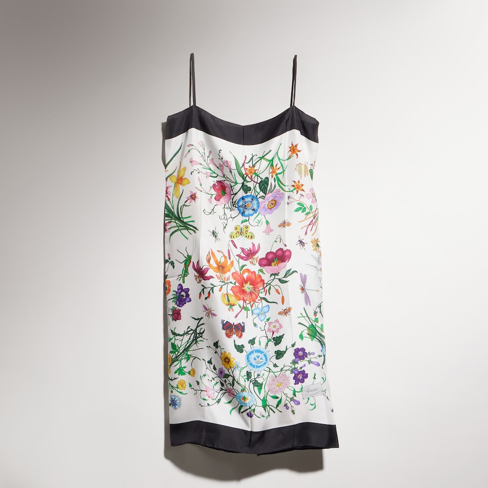 Printed silk twill dress