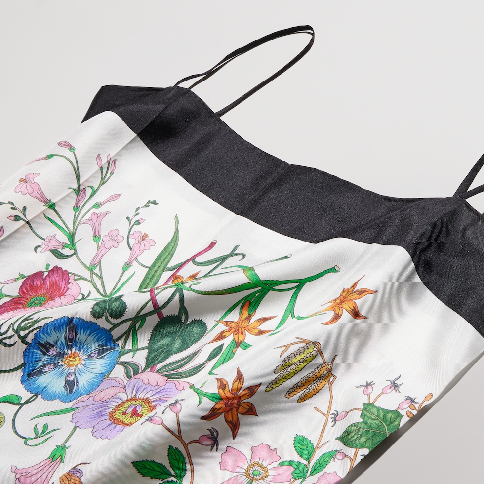Printed silk twill dress