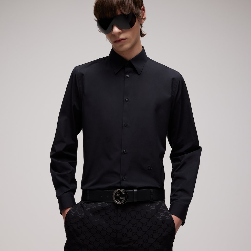 Camisa de popelina de algodón teñida en pieza