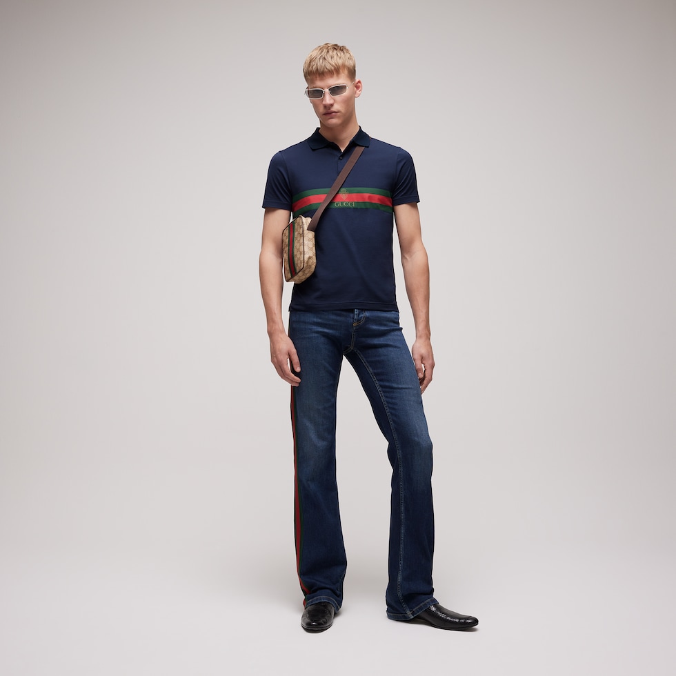 Cotton jersey polo shirt with Web